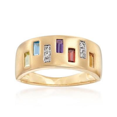 Ross-Simons 0.50 ct. t.w. Multi-Gem Ring With Diamond Accents in 14kt Yellow Gold