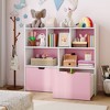 Toy Storage Organizer with 2 Movable Drawers, Toy Organizer with 5 Open Cubbies, Multifunctional Floor Storage Chest for Playroom - 3 of 4