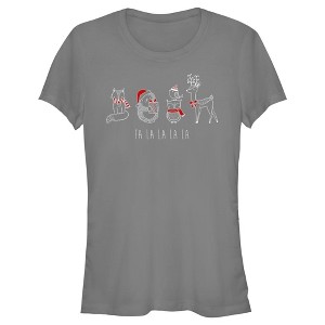 Juniors Womens Lost Gods Fa La La Forest Animals T-Shirt - 1 of 4
