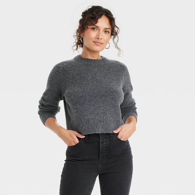 Women's Crewneck Cashmere-Like Pullover Sweater - Universal Thread™ Dark  Gray S