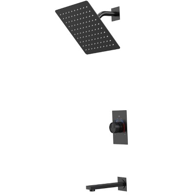 Matte Black Wall Mounted Rain Shower Faucet Set
