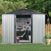 NicBex 8x4 Ft Outdoor Metal Storage Shed with Sliding Door and Foundation for Backyard Garden,Patio,White+Black - 2 of 4