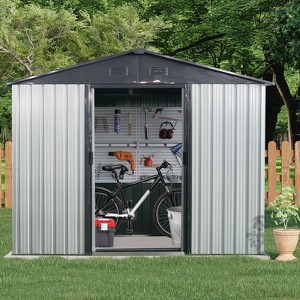 CAVINAS Outdoor Storage Shed Weatherproof Garden Shed with Sliding Door and Apex Roof - 1 of 4
