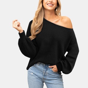 Women's Festive Christmas Tree Off-Shoulder Fuzzy Knit Sweater -Cupshe - 1 of 4