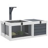 32'' Wooden Tortoise Habitat for Indoor And Outdoor Use,Turtle Enclosure with Lamp Holder,Waterproof Trays,Open Lids And Viewing Window–LAOTIES - 3 of 4