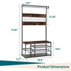 Hall Tree, Coat Rack with Shoe Bench and Storage, 3 In 1 Entryway Wall Rack with Shelves Hall Tree Storage Bench for Entryway, Wood Look Accent - 3 of 4