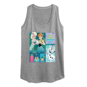 Women's - Disney - Elsa, Olaf & Anna Birthday Celebration Graphic Racerback Tank - 1 of 4