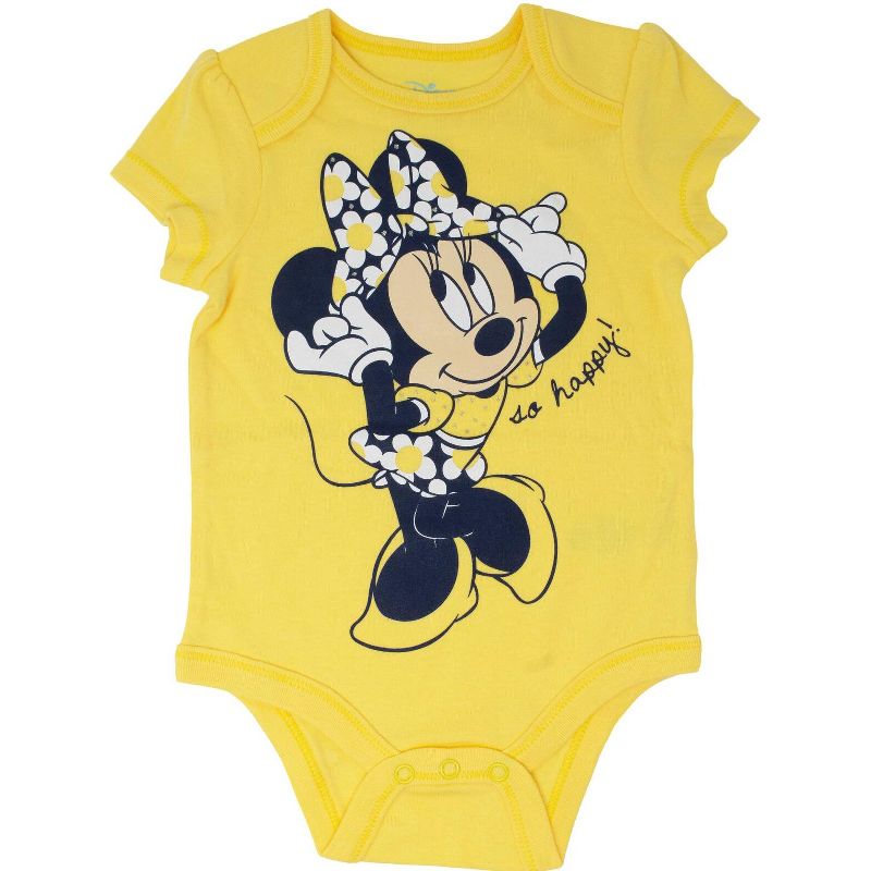 Disney Minnie Mouse Mickey Donald Duck Baby Girls 5 Pack Bodysuits Newborn to Infant, 2 of 10