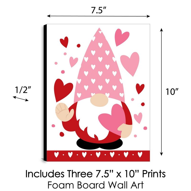 Big Dot of Happiness Valentine Gnomes -Valentine's Day Wall Art and Kids Room Decor - 7.5 x 10 inches - Set of 3 Prints, 5 of 8