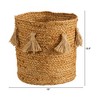 Nearly Natural 12.5-in Boho Chic Natural Hand-Woven Jute Basket Planter with Tassels - 2 of 2