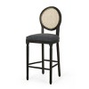 High Counter Bar Stool Set Of 2,Fabric Round Back Upholstered Kitchen Chairs,Armless Living Room Chairs With Rubberwood Legs-Cuddlewood - 4 of 4