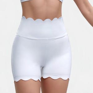 Anna-Kaci Active Women's Scalloped High Waist Athletic Shorts with Soft Stretch Fabric and Seamless Waistband - 1 of 4