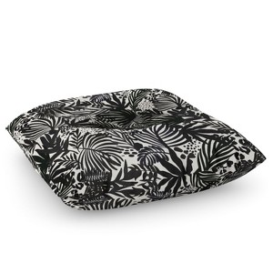 Marta Barragan Camarasa Wild abstract jungle on black Round Floor Pillow - Deny Desings - 1 of 4