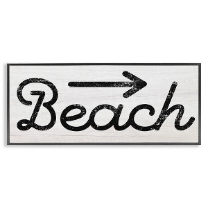 Stupell Industries Weathered Beach Direction Sign Rustic Arrow Symbol Framed Giclee Art - 1 of 4