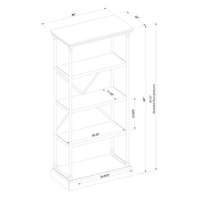 conway mixed material 4 shelf bookcase