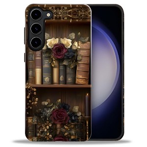 BONGEEK Case Compatible with Samsung Galaxy S23 Plus,Scratch Resistant Hybrid 2-Layer Hard Shell Bright Phone Case,Books Flower Vintage Dark - 1 of 4