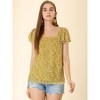 INSPIRE CHIC Women's Chiffon Ruffle Sleeve Square Neck Floral Print Blouse - 3 of 4