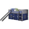 Donco Kids Louver Twin Antique Grey Low Loft Bed With Slide & Blue Tent - 2 of 4