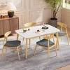 5-Piece Mid Century Modern Dining Set,59" Natural Rectangular Table & 4 Upholstered Chairs for Kitchen Dining Room-Baofuwish - 2 of 4