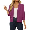 Women's 3/4 Sleeve Cropped Cardigan Knit Sweaters Lightweight Open Front Shrug - 2 of 3