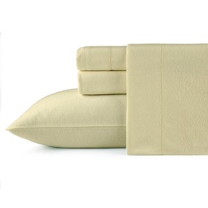 Pointehaven 180 GSM Brushed Cotton Solid Soft Flannel Deep Pocket Oversized Sheet Set - 1 of 4