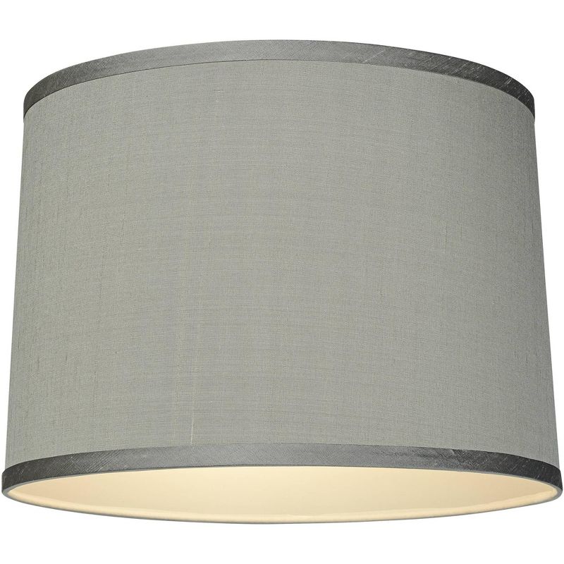 Springcrest Set of 2 Drum Lamp Shades Gray Medium 13" Top x 14" Bottom x 10" High Spider with Replacement Harp and Finial Fitting, 3 of 7