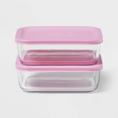 4pc (set of 2) 4c Rectangular Glass Food Storage Container Set - Room Essentials™