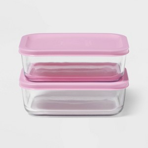4pc (set of 2) 4c Rectangular Glass Food Storage Container Set - Room Essentials™ - 1 of 3