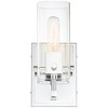 Possini Euro Design Modern Wall Light Sconces Set of 2 Chrome Hardwired 5" Fixture Clear Glass Shade for Bedroom Bathroom Vanity Living Room House - 4 of 4