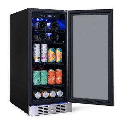 Black Stainless Steel 27" Freestanding Wine and Beverage Fridge with Interior Lighting