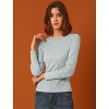 INSPIRE CHIC Women's Metallic Sparkle Glitter Top Crew Neck Puff Long Sleeve Vintage Knit Blouse Shirts - 2 of 4