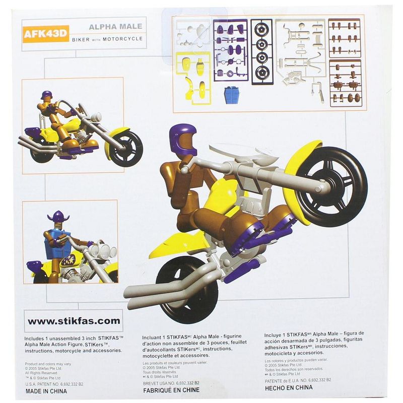 Saizon Stikfas 3 Inch Action Figure Kit - Alpha Male w/ Motorcycle, 2 of 3