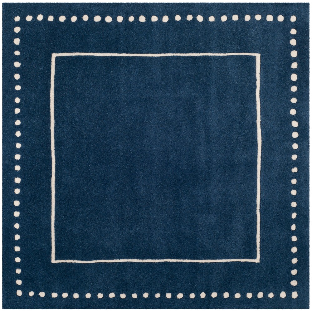 5'x5' Solid Square Area Rug Navy Blue/Ivory - Safavieh