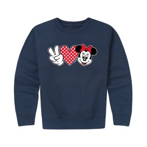 Boys' - Disney - Peace Love Minnie Graphic Long Sleeve Fleece Sweatshirt - 1 of 4