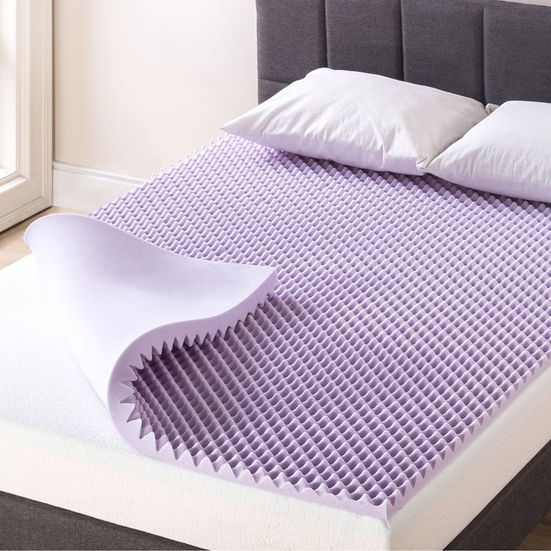 Mellow Egg Crate Memory Foam Lavender Infusion 1.5" Mattress Topper, 1 of 10