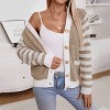Womens Cardigans Rib Knit Color Block Sweater Cardigan with Pockets Front Button Down Ribbed Cuff Sweater - 4 of 4