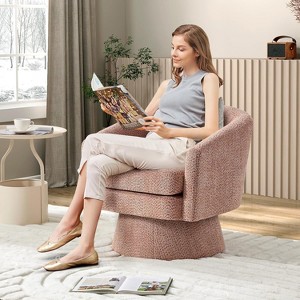 Modern Swivel Accent Chair,360° Chenille Velvet Lounge Armchair with Ergonomic Padded Seat, Plush Comfort for Living Room, Bedroom,Office - 1 of 4