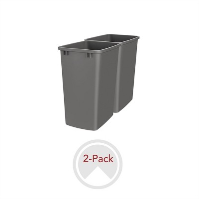 Gray Plastic Pull-Out Kitchen Trash Bin Set, 35 Quart, 2 Pack