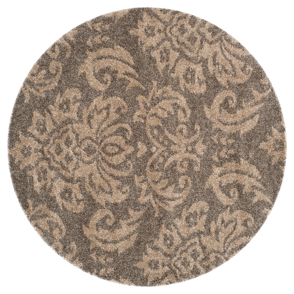 Smoke/Beige Abstract Loomed Round Area Rug - (5' Round) - Safavieh