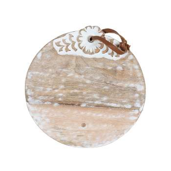 Small Round White Wood Cutting Board - Foreside Home & Garden