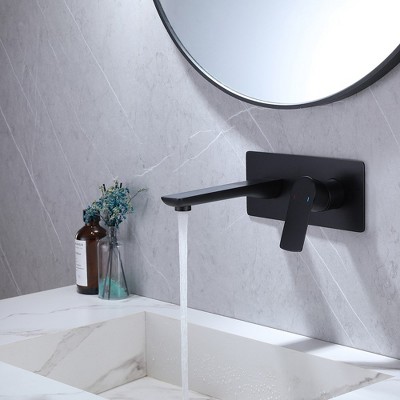 Matte Black Single-Handle Wall-Mount Bathroom Faucet