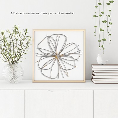 Silver and Gold Layered Wire Flower Wall Sculpture