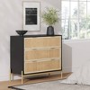 Nathan James Andrew 3 Drawer Rattan Dresser Black/Light Oak - 3 of 4