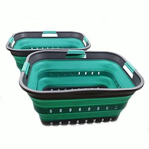 SAMMART 42L (11 gallon) Set of 2 Collapsible Plastic Laundry Basket - 1 of 4