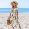 Women's Floral Print Cinched Waist V-Neck Beach Cover-Up Dress - Cupshe - 2 of 4