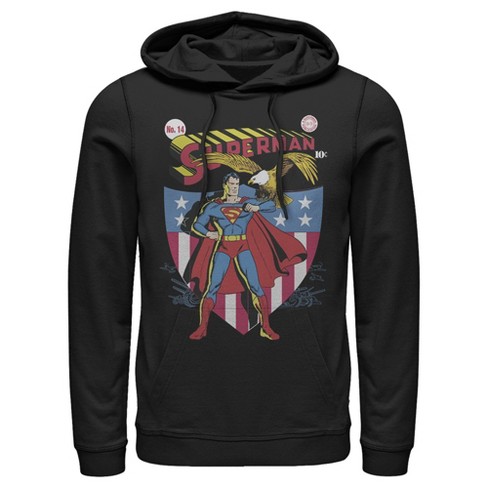 Men's Superman American Hero Pull Over Hoodie - Black - X Large : Target