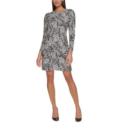 Tommy Hilfiger Womens Printed Puff-Sleeve Floral A-line Dress
