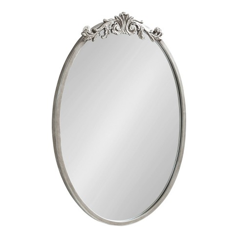 Kate and Laurel Arendahl Oval Ornate Wall Mirror, Silver, 18x24