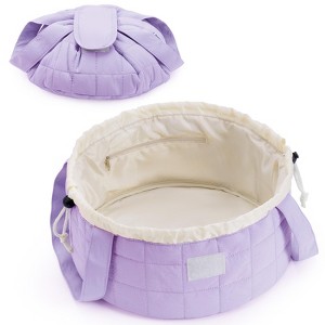 Generic Barrel Drawstring Makeup Bag, Large Quilted Puffer Cosmetic Bag, Puffy Make Up Bags - 1 of 4