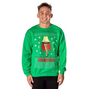 Seven Times Six A Christmas Story Men's Leg Lamp Fragile Pullover Sweatshirt Green Green - 1 of 4